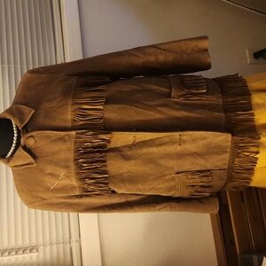 Taupe Suede Jacket with Fringe